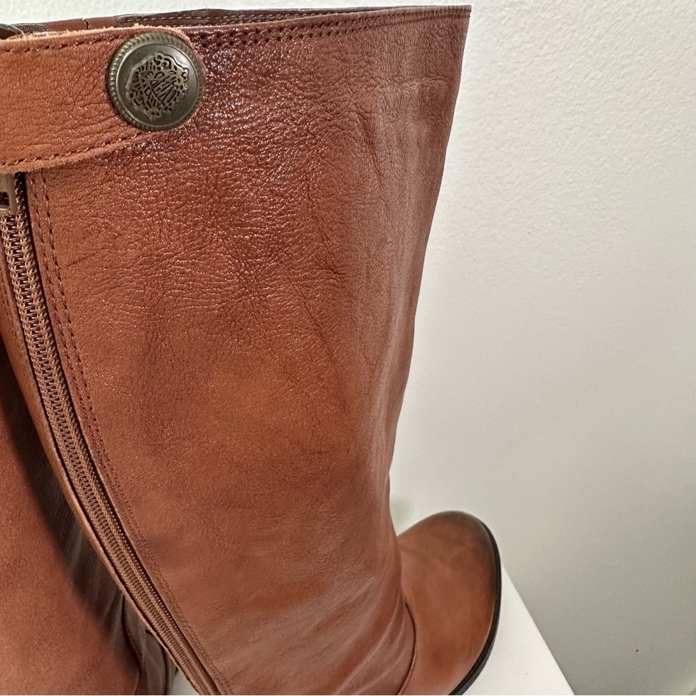 Arturo Chiang Brown Leather Knee High Boots Women 7MW Riding Boots - Picture 10 of 13